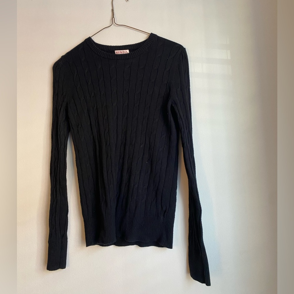 Black Patterned Knit Sweater Women’s